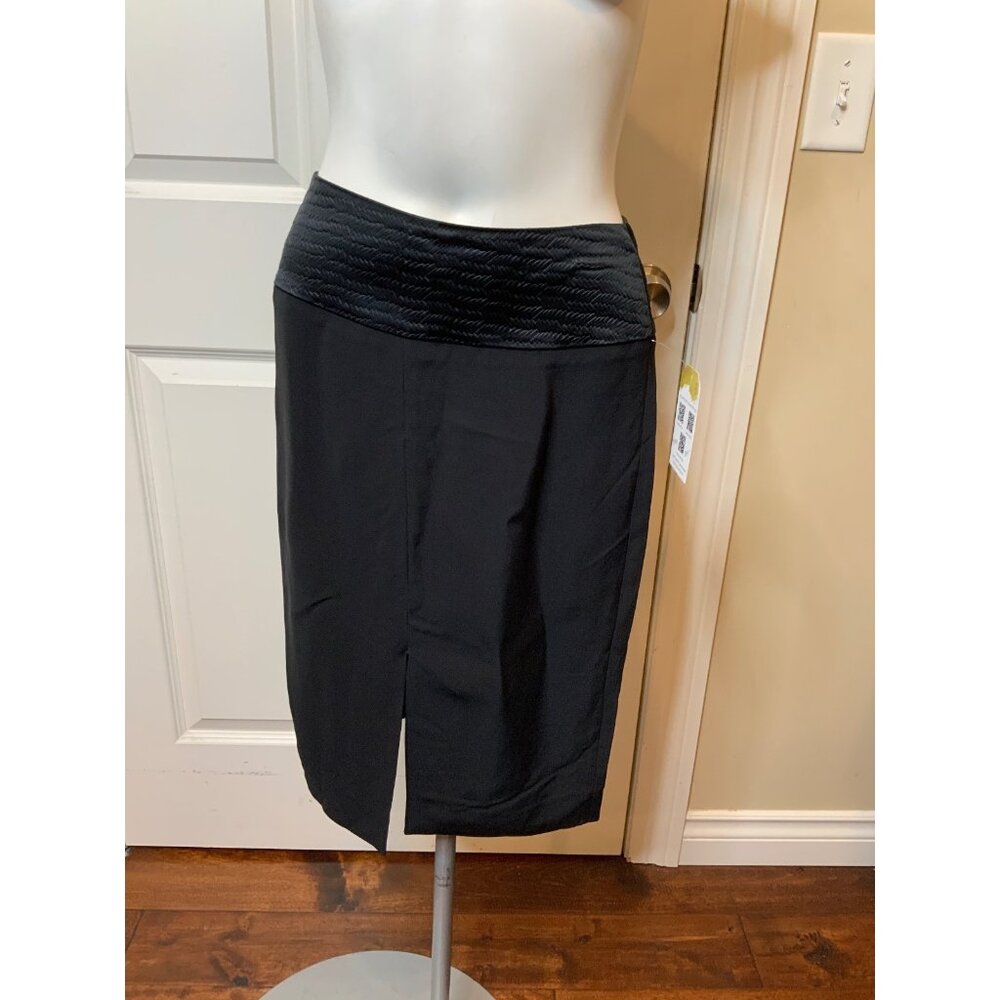 L'Agence Black Pencil Straight Skirt W/ Front & Rear Vent, Size 6